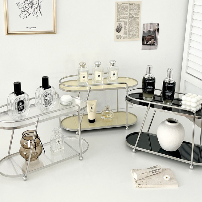 홈비 미드센츄리 2단 화장품정리함 향수 정리 트레이, 버터, 1개