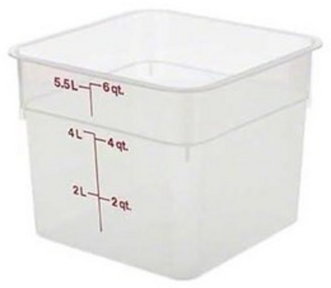 Cambro 뚜껑이 있는 식품 보관 용기 (전자레인지 사용 가능 및 BPA 프리) - 2팩 그린 클래식 시리즈 스퀘어 3.8L(4쿼트) 음식 준비를 위한 상업용 등급 (반투명), 6 QT