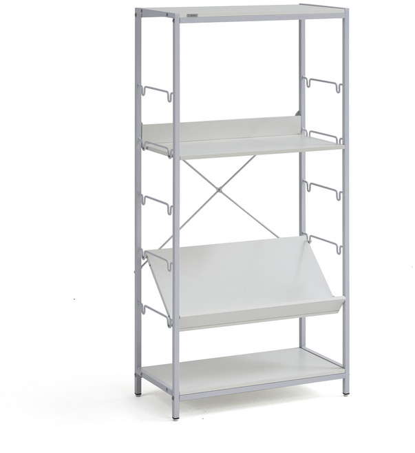 포블리스 매거진랙 조절식 선반, 4단, 화이트