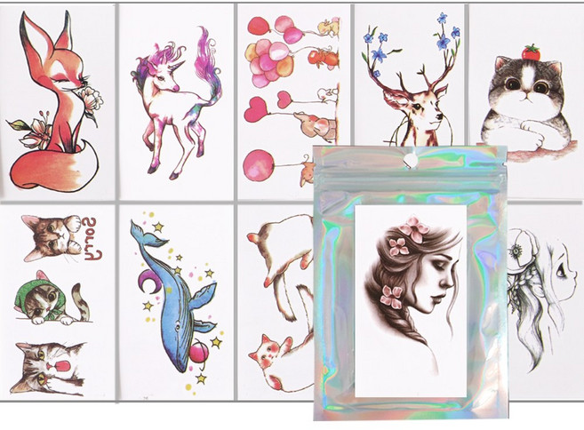 니즈엘 KC인증 타투스티커 (10장세트) 감성 여성 헤나 문신 판박이, 1세트, 타투YJ시리즈((31)