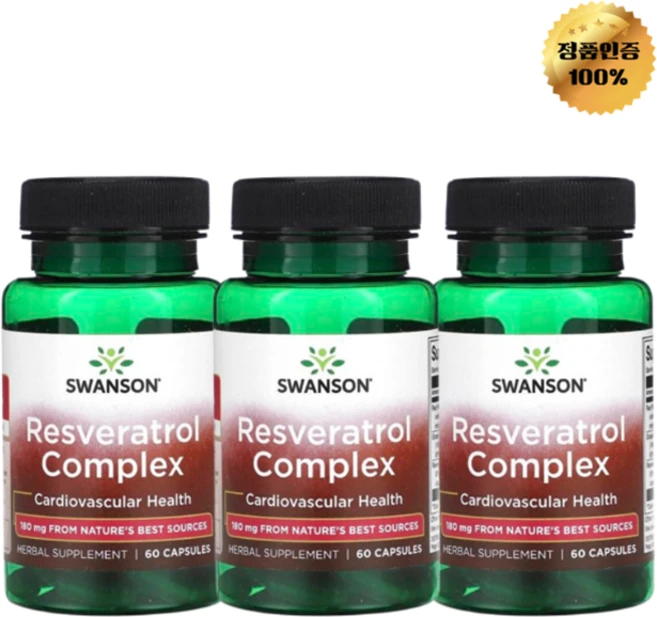 2+1 스완슨 레스베라트롤 복합체 캡슐 60정, 3개 - 쿠팡