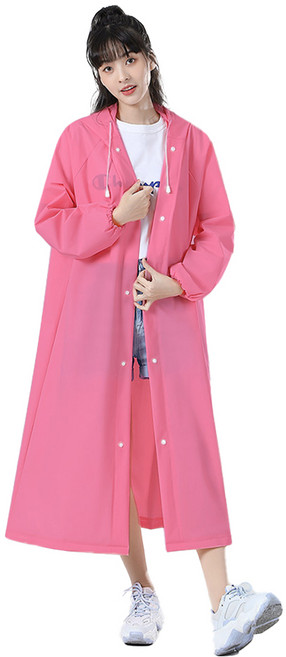 아띠꼴로 휴대용 일회용 우비 등산 캠핑 레인코트 코트형 판초우의, 피치핑크, 4개