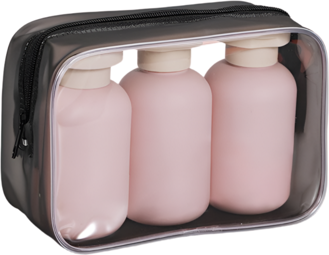 다루크 여행용 소분 공병 기내반입 100ml 3종 + 파우치, 1개, 핑크