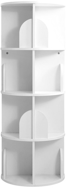 【Akira】MIT低甲醛旋轉書架 BO044 360度旋轉書櫃 學生書房收納櫃、展示置物櫃, 白色, 4層