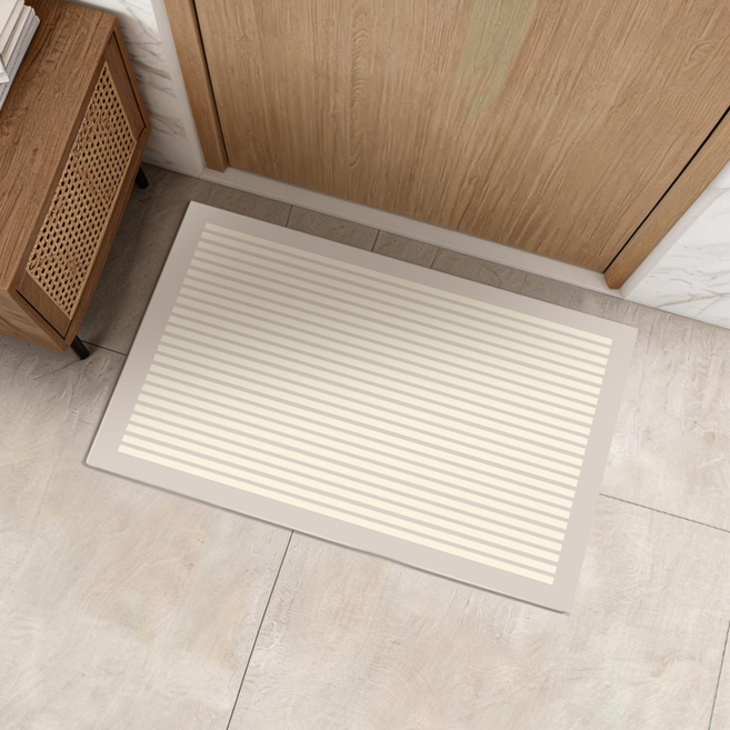 SoftDiary 욕실 규조토 발매트 테두리 스트라이프 화장실 앞 발매트 대형, 체리블라썸, 1개