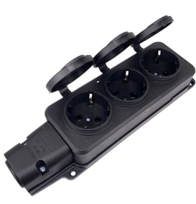 고용량 멀티탭 이동형 EU 독일 3 / 4 웨이 야외 방수 콘센트 레인 플러그 커버 포함 러시아 무선 익스텐션 IP54 16A 3500W, 03 3 way, 1개