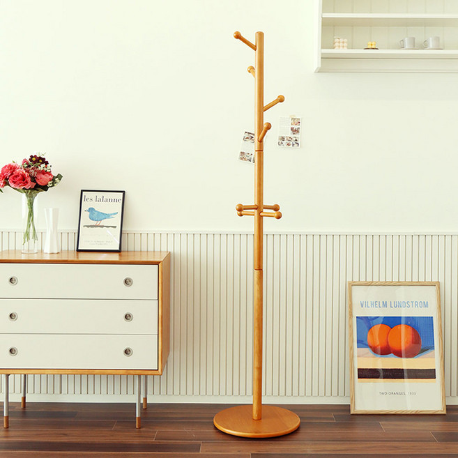 포메리트 러버 원목 스탠드 옷걸이 원형 B, 브라운, 1개, 1개