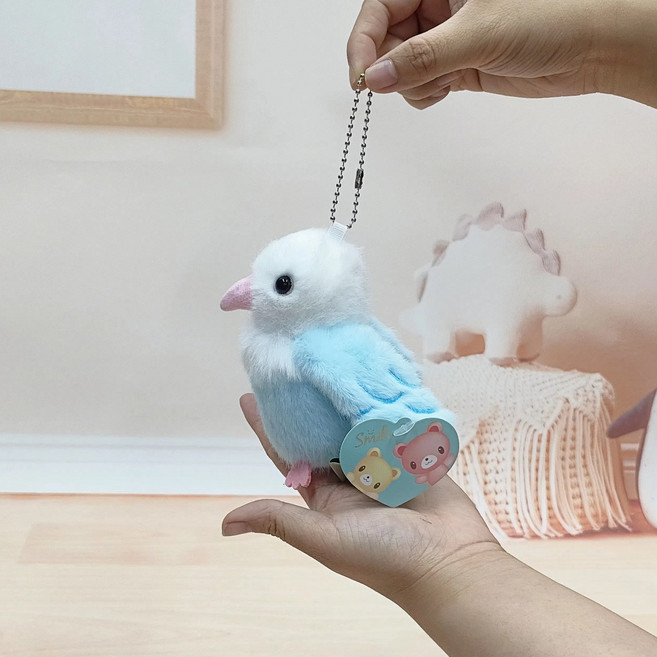 헤일리마켓 앵무새 키링 새인형 봉제인형 가방꾸미기 백참 열쇠고리 에어팟 장식, 블루, 1개
