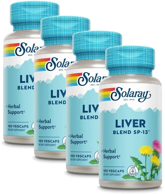 솔라레이 리버 블렌드 밀크씨슬 단델리온 우엉 아티초크 켈프 캡슐 SOLARAY Liver Blend SP-13, 4개, 100정 - 쿠팡
