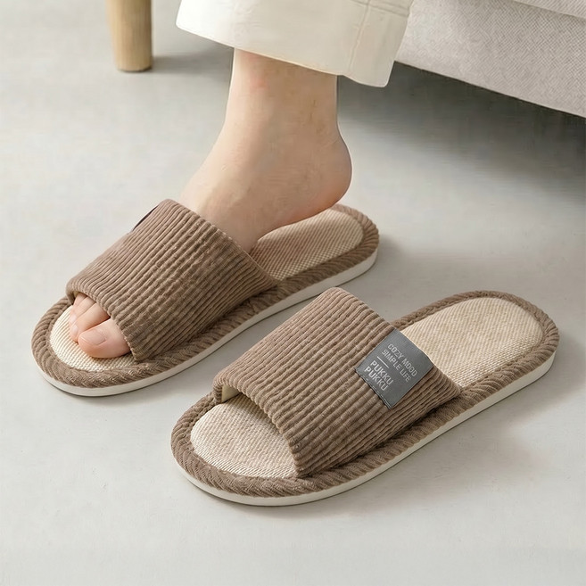 푸꾸푸꾸 린넨 슬리퍼 층간소음 실내화 쿠션 미끄럼방지 거실화 사무실 커플
