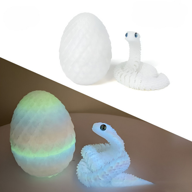 빌리네집 3D 공룡알 장난감 뱀장난감 뱀피규어 세트 관절형, 09뱀_트윈클 레인보우 + 8.5cm알