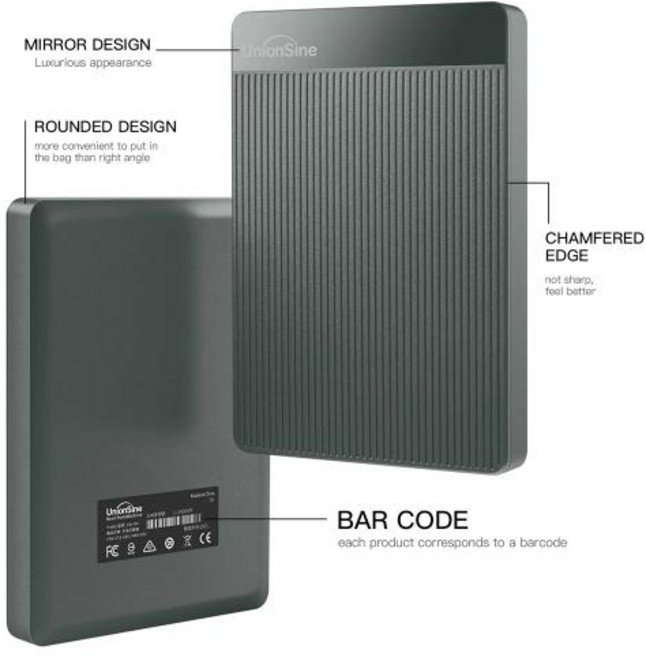 UnionSine 휴대용 외장 하드 드라이브 PC 데스크탑 macbook 컴퓨터와 호환 인치 1TB 500GB 750GB, 없음, 16) GREY - 160GB