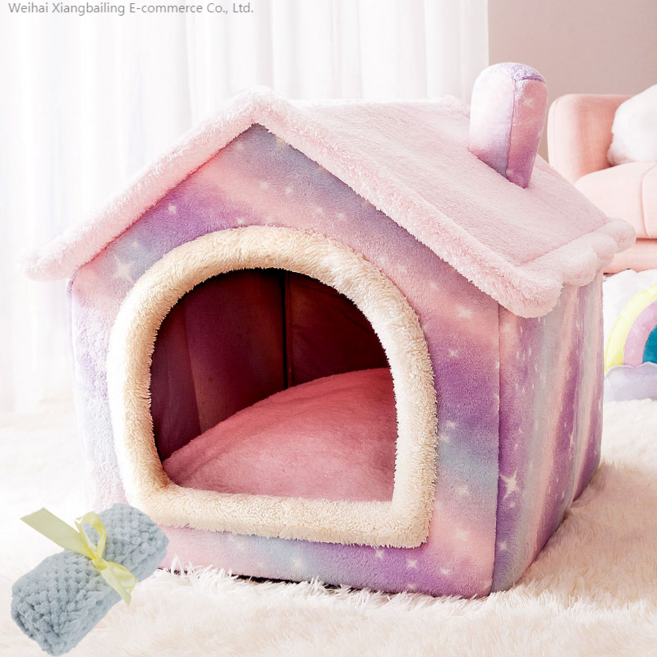 강아지 고양이겨울 보온 난방 텐트 따뜻한 극세사 겨울 강아지집 대형견 중형견사이즈, A