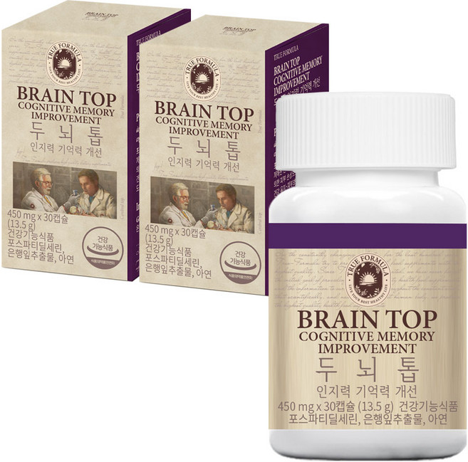 뇌 영양제 두뇌영양제 두뇌톱 포스파티딜세린 은행잎 징코 인지력 기억력 트루포뮬러 수험생 청소년 부모님 갱년기 기억력 학습인지력 뇌건강 깜빡깜박, 2개, 30정