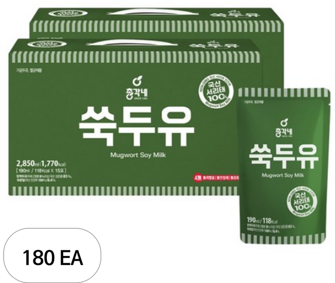 총각네 국산 서리태 쑥두유, 190ml, 180개