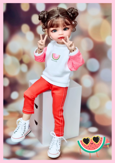 #USD 26cm 옷( 핑크수박 맨투맨 )[마구샵]#구체관절인형#bjd#인형옷#유딩이#도리스돌#포켓돌, 뒷트임 있음(헤드분리X), 1개