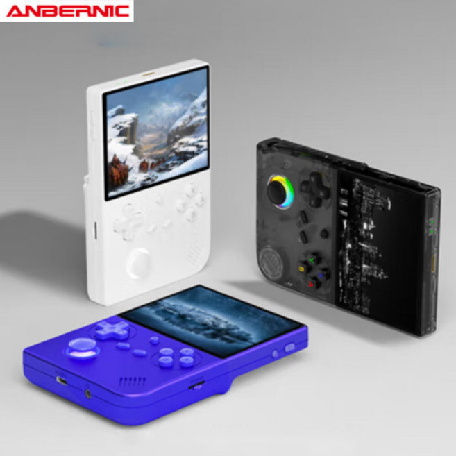 ANBERNIC 앤버닉 RG40XXV 레트로 게임기 4인치 게임콘솔 스크린 3200mAh용량 Linux64 한국어지원, 투명블랙-본체64G-게임5000+