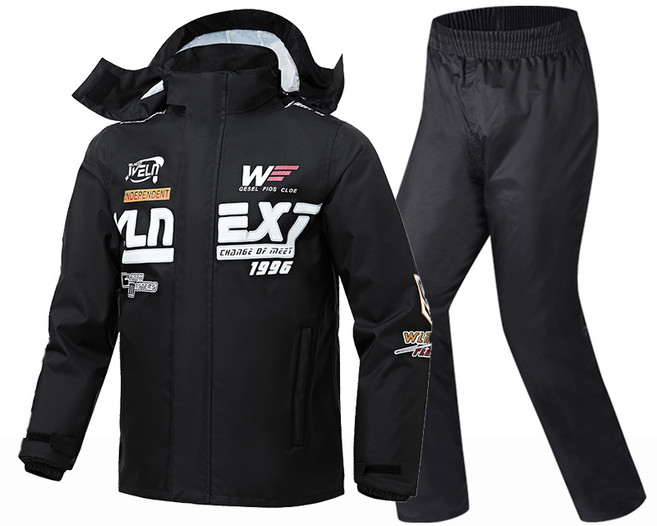 couyor 오토바이우비 상하의 세트 남여 라이딩우의 바이크우비 등상우비 낚시우의, 블랙