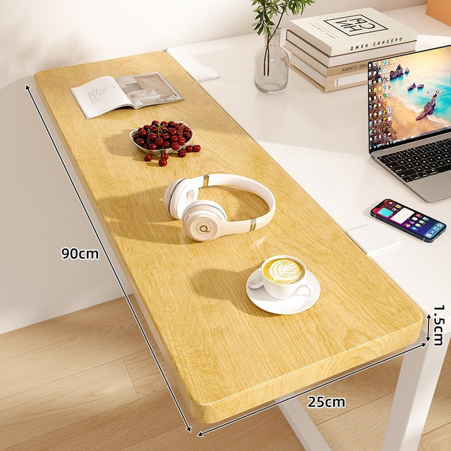 간편조립 사무용 데스크 책상연장선반거치대 보조선반 책상확장 연장테이블 호두보드 90x25cm 화이트브라켓 1개, 원목판 90x25cm 화이트브라켓 × 1개