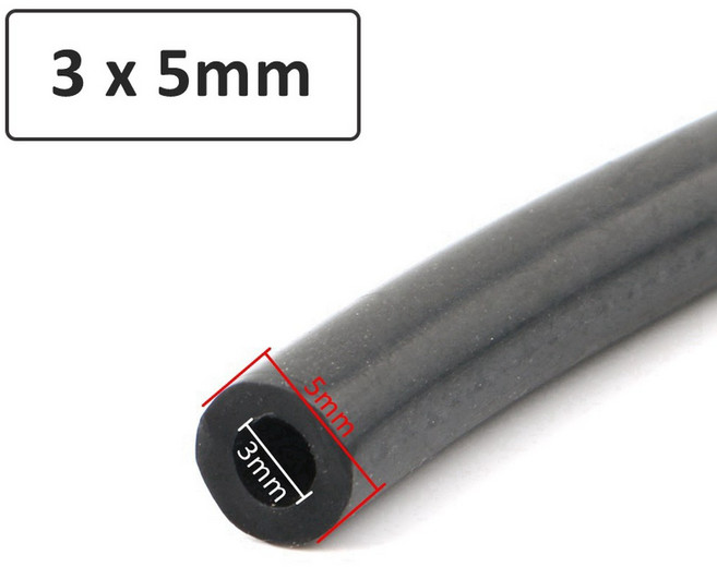 검정색 실리콘 호스 내열성 1M 고무 공기 펌프 두꺼운 라인 38mm 튜브, 3 X 5MM, 1개