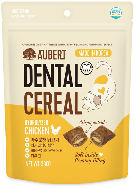 오베르 가수분해 덴탈시리얼 고양이간식, 1개, 300g, 치킨