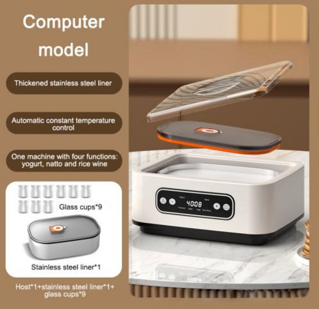 요거트 요구르트 메이커 110V220V 다기능 스테인레스 스틸 막걸리 발효 기계 낫또 발효기 냄비, EU, 110V, 11)1.6L 9 cups