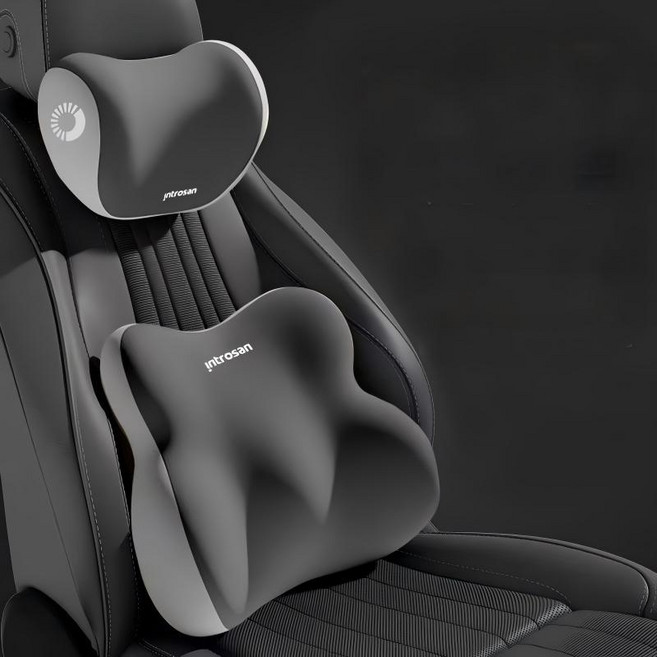 클로버 테크 차량용 고탄성 메모리폼 목지지대 허리받침 세트, 1개