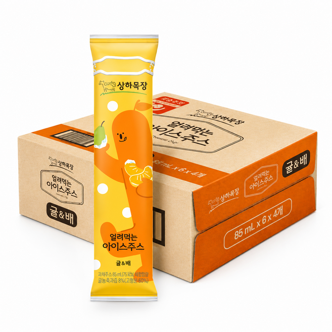 상하목장 얼려먹는 아이스크림 귤 배, 24개, 85ml