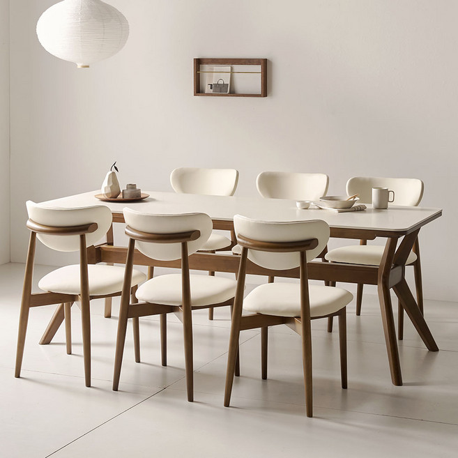 더끌림 모린 2000 포세린 세라믹 6인용 식탁+의자6 IKMR2B, 베이지, 일반 의자 6