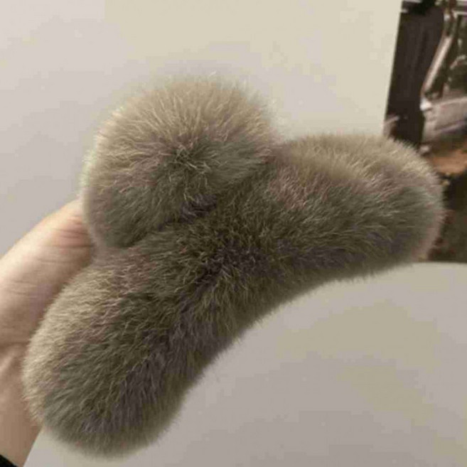 밍크털 머리집게핀 대형 겨울머리핀여성 헤어집게핀여성