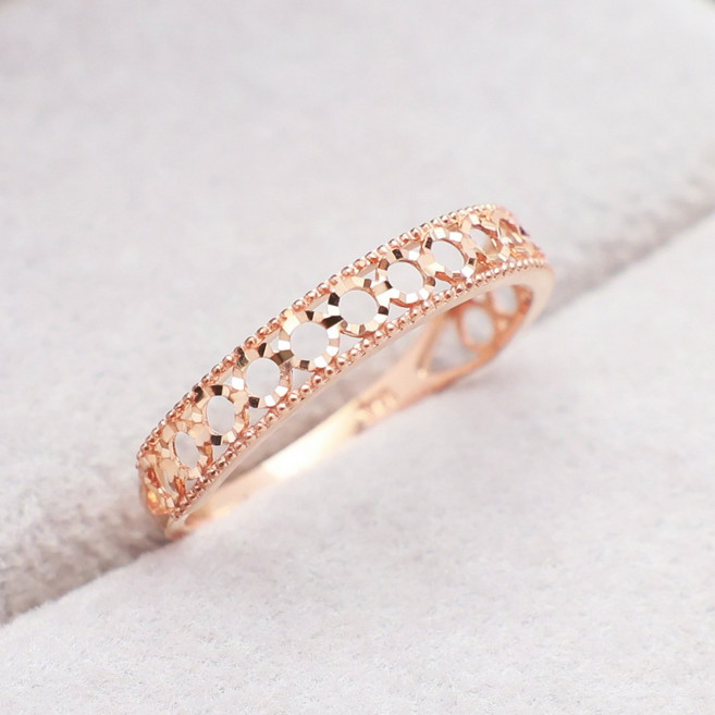 14k 18k 로즈골드 원형 반지 컷팅 모녀 우정 행운 패션 심플 데일리 선물 레이어드(R312)체리스쥬얼리