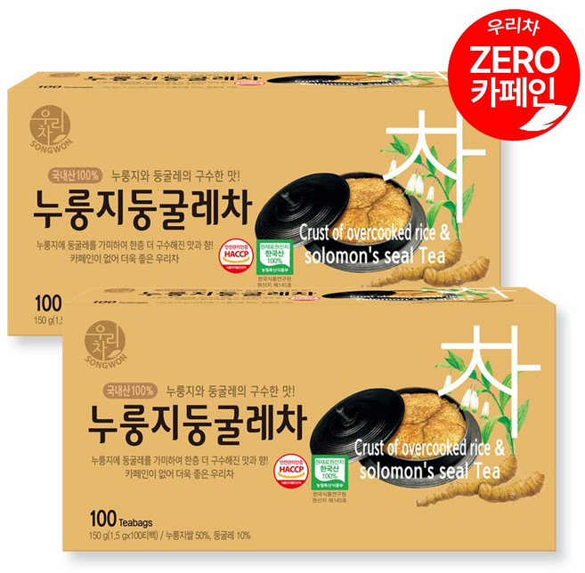 우리차 누룽지 둥굴레차, 1.5g, 100개입, 2개