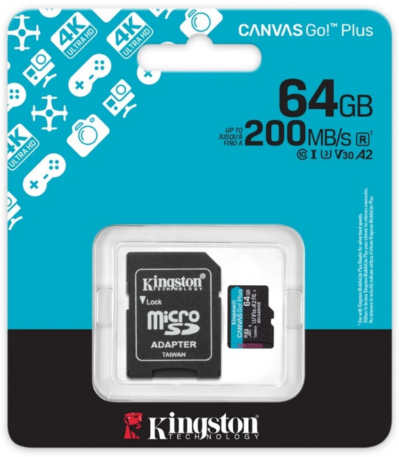 金士頓 Canvas Go!Plus SDCG4 記憶卡 microSD U3 高速記憶卡 TF卡, 1個, 64GB, 64GB