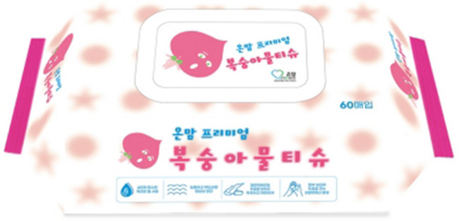 온맘 엠보싱 복숭아물티슈 대형10팩*60매(600매) (200 X 300 mm) 빅사이즈, 10개, 60매입, 55g