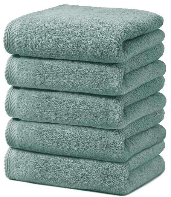 록신 세면타월 150g 40수 면사 사계절용 수건 먼지없는수건 수건답례품, 그린, 5개