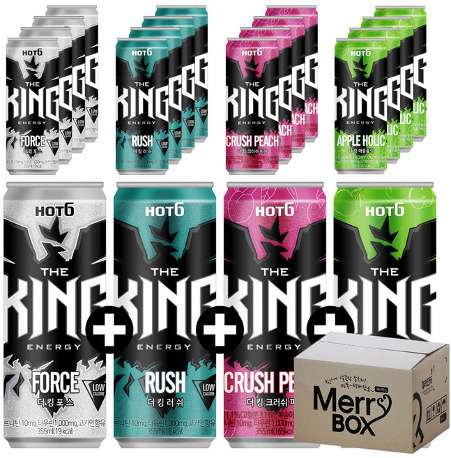 355ml x 24캔 혼합선택 롯데칠성 핫식스 더킹 제로 포스 러쉬, 1박스, 핫식04){포스x6+러쉬x6+피치x6+애플x6} 24개