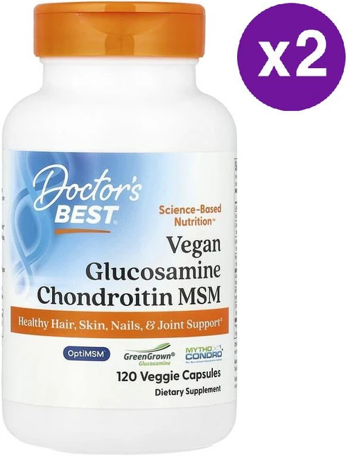 닥터스베스트 비건 글루코사민 콘드로이틴 MSM 베지캡슐 120정 콘드로이친, 2개 - 쿠팡