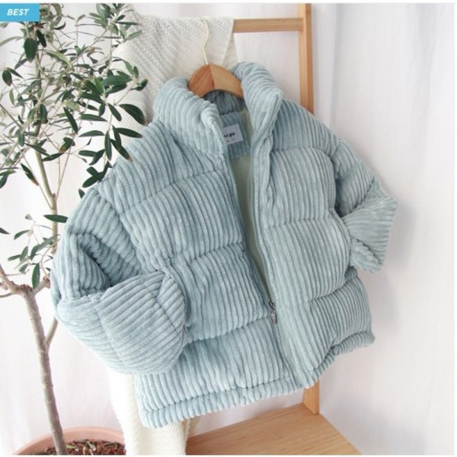 따듯한 코듀로이 골덴 하이넥 숏 패딩