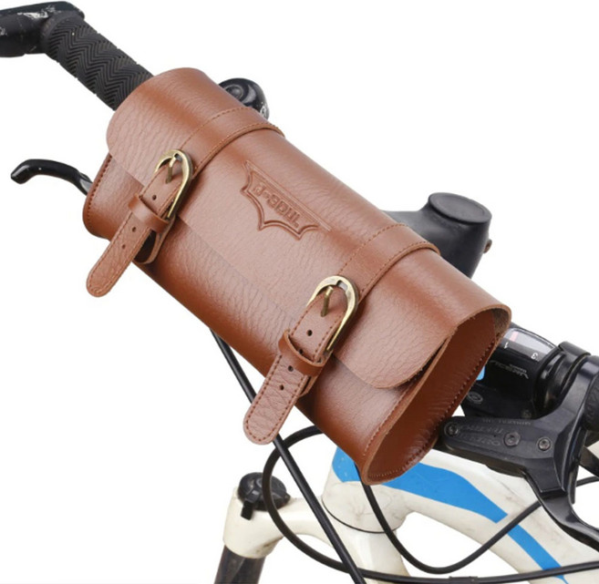 가죽가방 레트로 자전거 꼬리 사이클링 파우치 빈티지, 브라운 GD03627, 1개