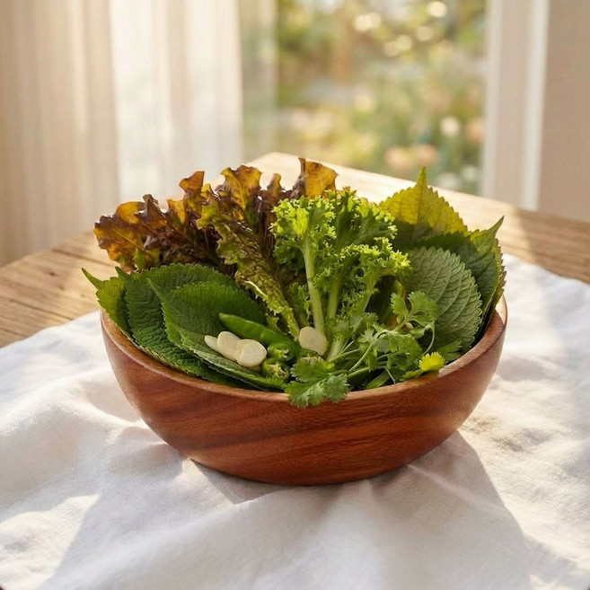 26.5cm 아카시아 우드 샐러드 볼 시리얼 그릭 요거트 포케 비빔밥 쌈채소 그릇 보울, 1개, 나무