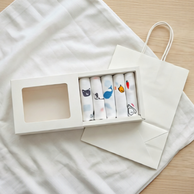 에투앤 동물친구들 캐릭터 가제손수건 출산선물 임신선물 선물세트 5종세트