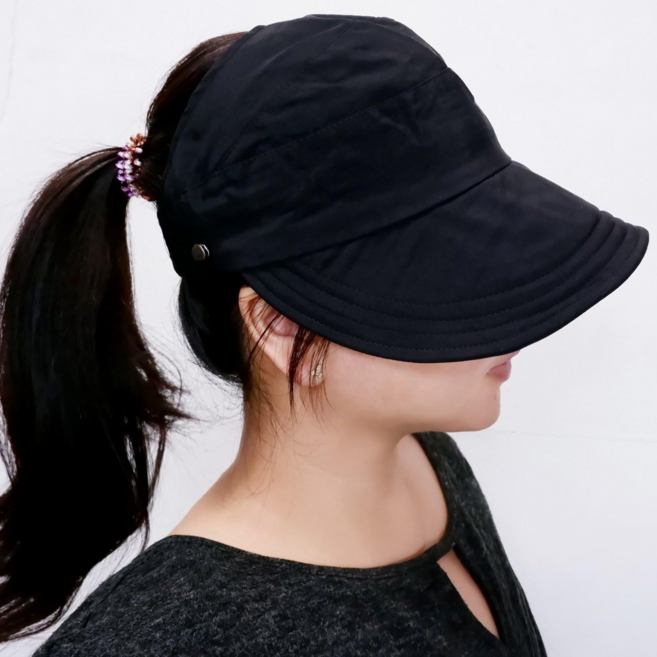 뉴욕마켓 여성 똥머리 자외선차단 포니테일 챙 넓은 야구 모자