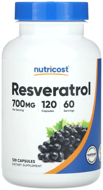 Nutricost 레스베라트롤 700mg 캡슐 120정(캡슐 1정당 350mg), Nutricost레스베라트롤700mg캡슐120정캡슐1정, 1개, 120정 - 쿠팡