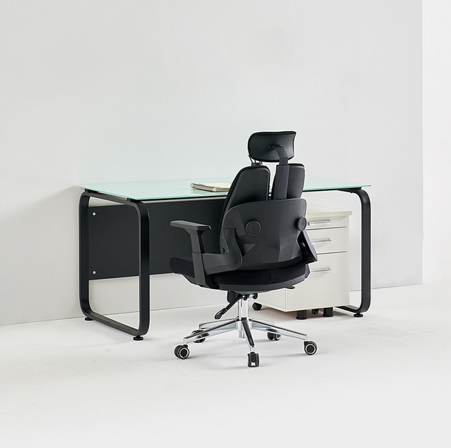 데임 A형 B형 강화유리 책상 화이트 1200 1400 1600 1800, A형블랙프레임, 1400x600/8T