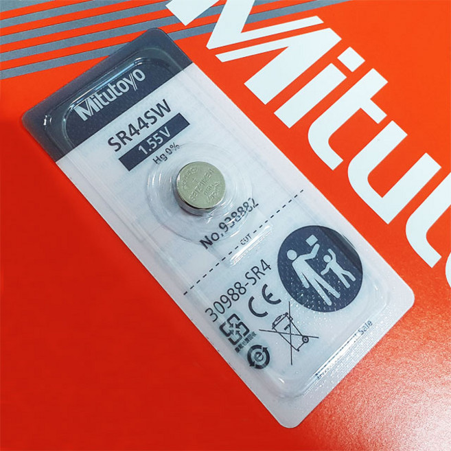 [당일발송] Mitutoyo 디지털 버니어캘리퍼스 배터리 SR44 미츠토요 건전지 SR44SW +1.55V 정품, 1개