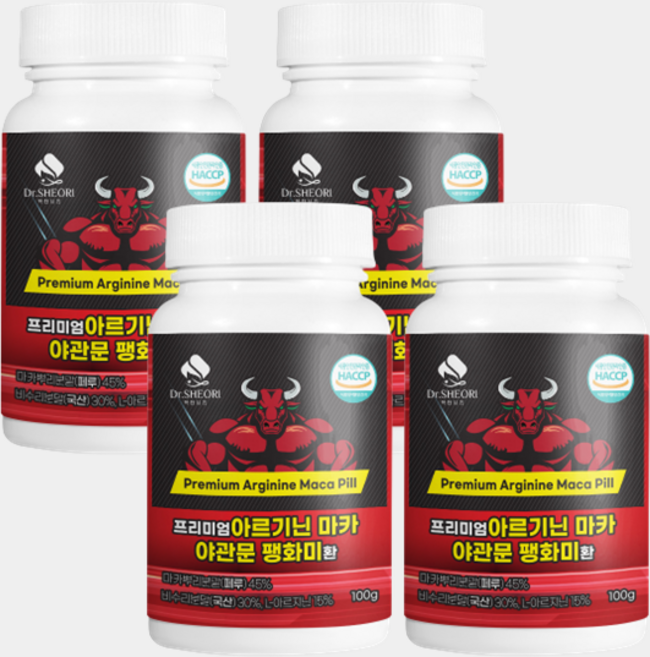 닥터셔리 프리미엄 고함량 아르기닌 마카 야관문 팽화미 환 1통 100g, 4개