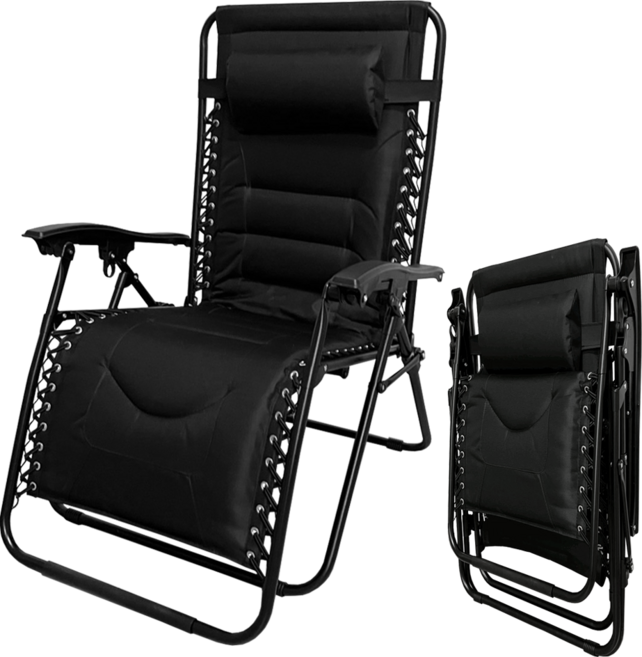 可折疊躺椅 人體工學設計 舒適放鬆 居家休閒首選, 黑色