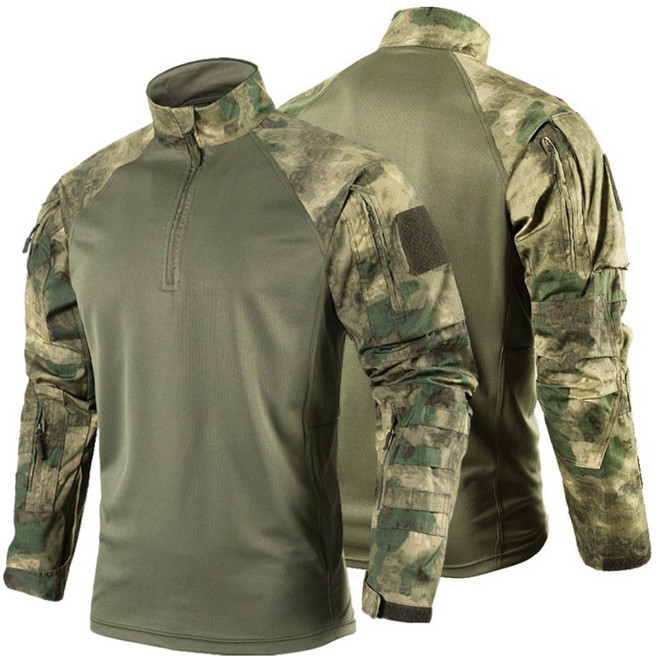 누누핏 밀리터리 택티컬 컴뱃티셔츠 긴팔 작업복, 레인저그린