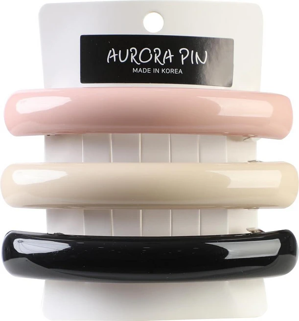 Aurora Pin 세련된 거북이 껍질 헤어 클립 - 업도 번 포니테일 스타일링을 위한 오토클래스프 머리핀 - 두껍고 중간 볼륨 모발을 위한 강력한 한국산 액세서리 - 3개 - 쿠팡