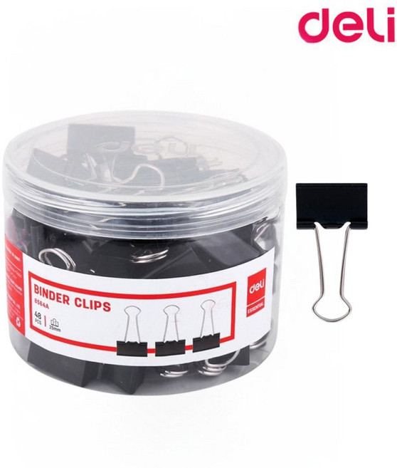 델리 블랙 더블클립 4호 25mm 48개입 사무용 서류 집게